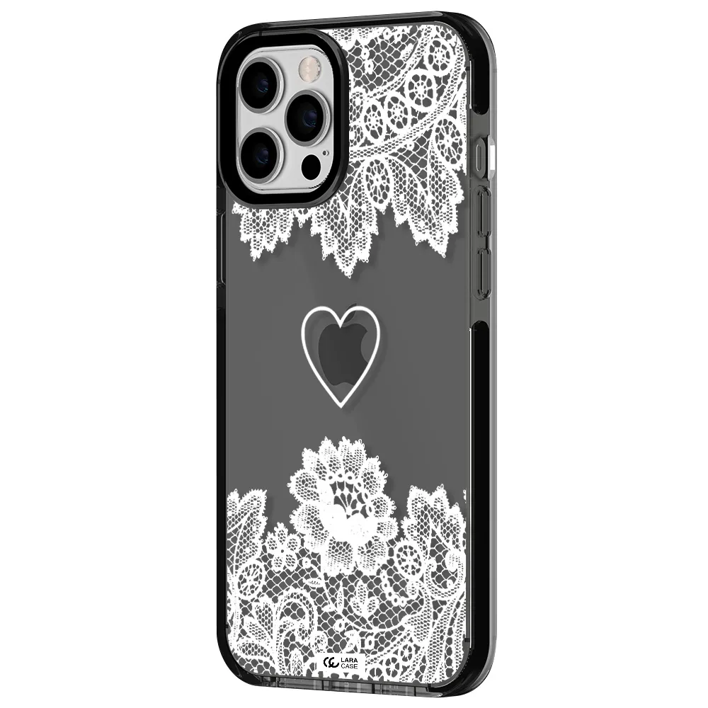 Mandala Heart Apple iPhone 12 pro max impact Smoke Black Case