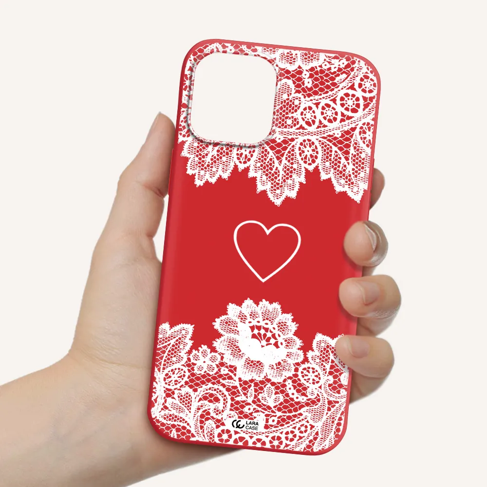 Mandala Heart Apple iPhone 12 pro max Silicone Imperial Red Case
