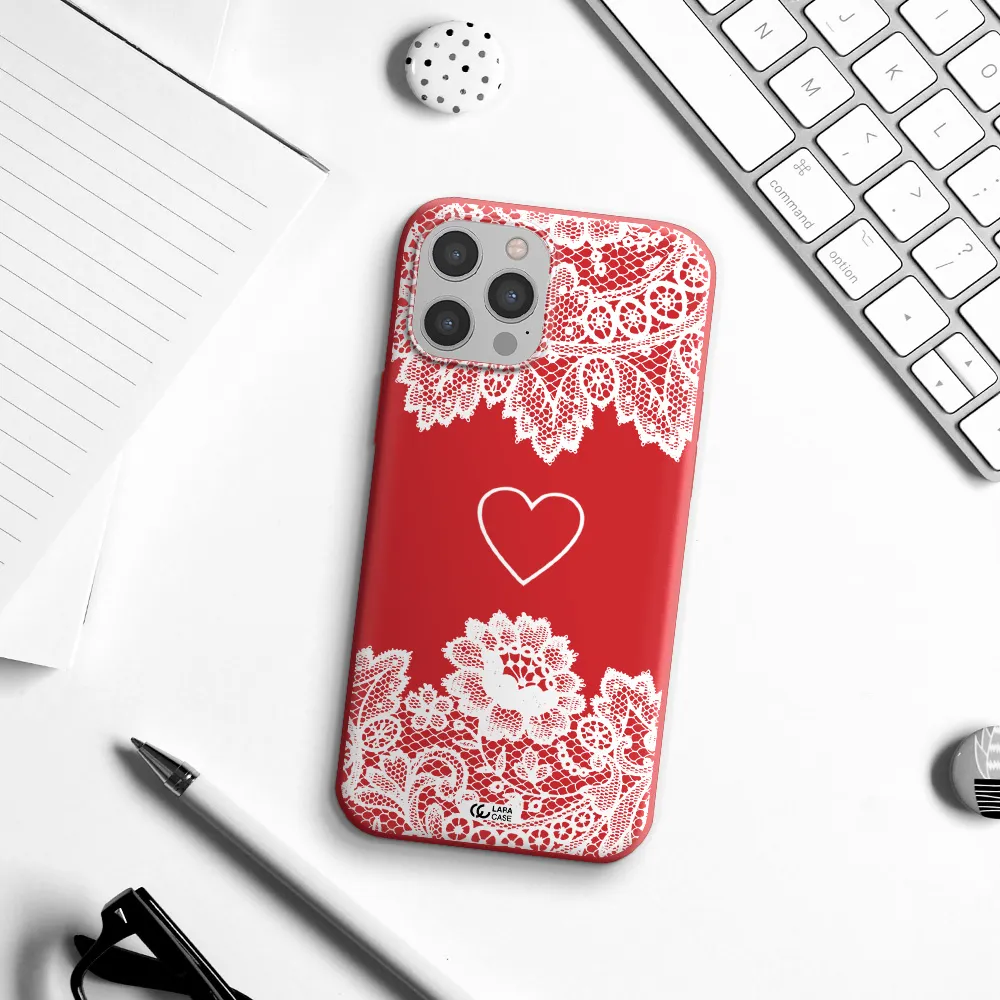 Mandala Heart Apple iPhone 12 pro max Silicone Imperial Red Case
