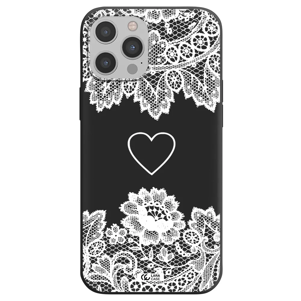 Mandala Heart Apple iPhone 12 pro Silicone black Case