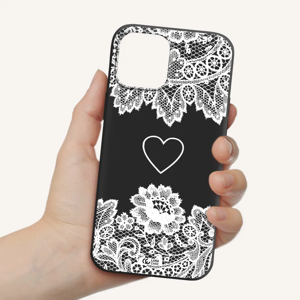 Mandala Heart Apple iPhone 12 pro Silicone black Case