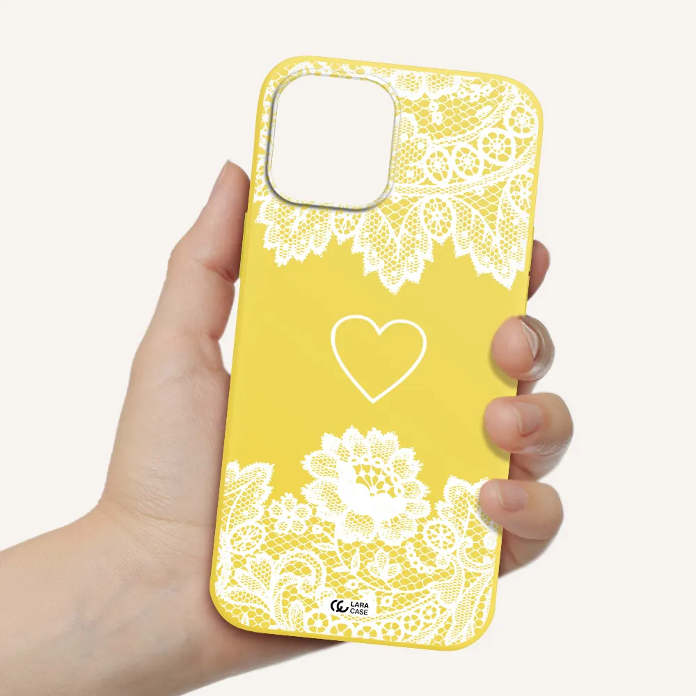 Mandala Heart Apple iPhone 12 pro Silicone canary yellow Case