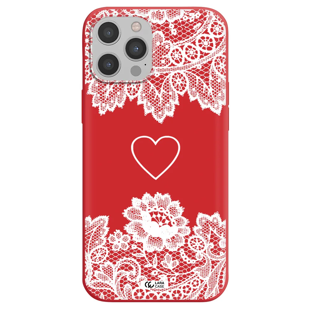 Mandala Heart Apple iPhone 12 pro Silicone Imperial Red Case