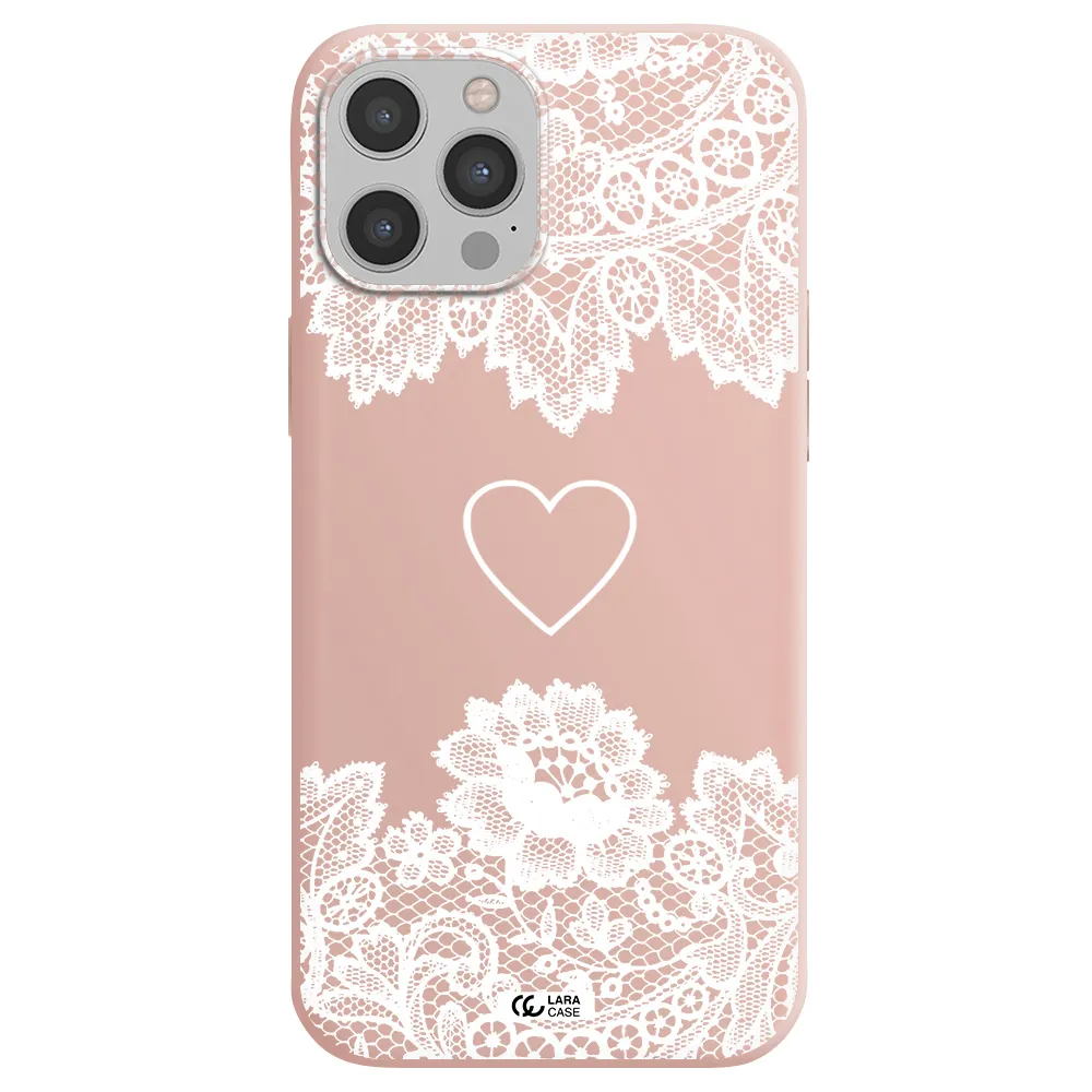 Mandala Heart Apple iPhone 12 pro Silicone pastel pink Case