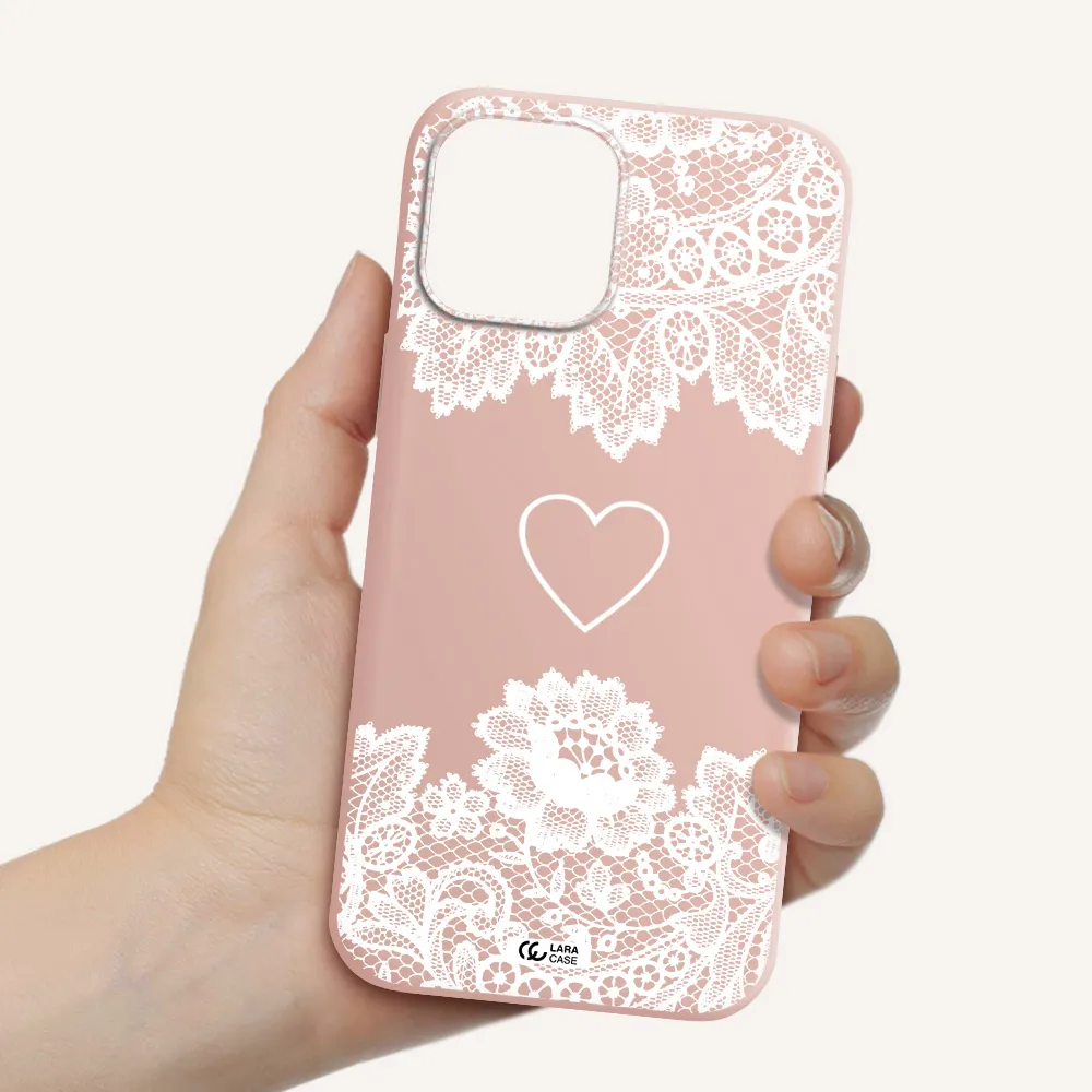 Mandala Heart Apple iPhone 12 pro Silicone pastel pink Case