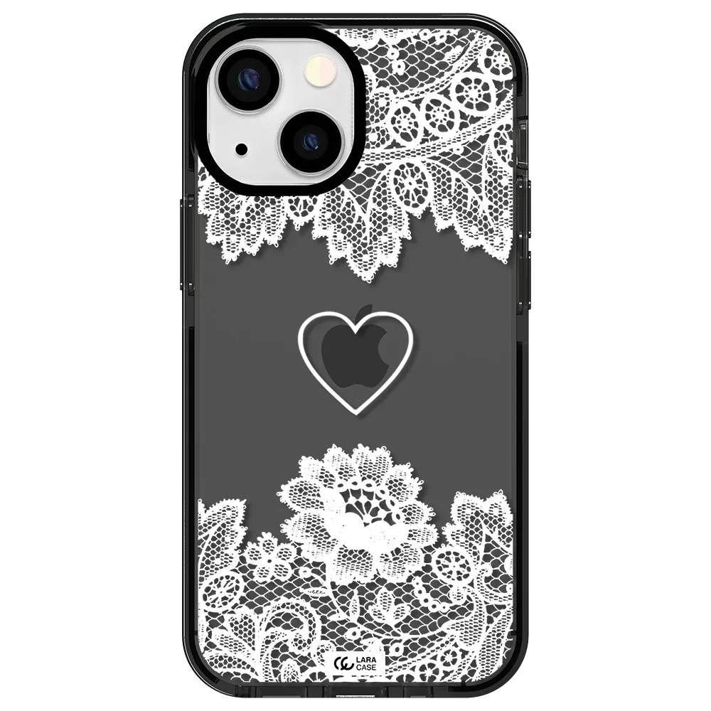 Mandala Heart Apple iPhone 13 mini impact Smoke Black Case