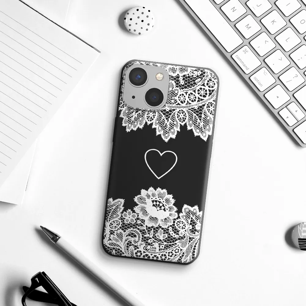 Mandala Heart Apple iPhone 13 mini Silicone black Case