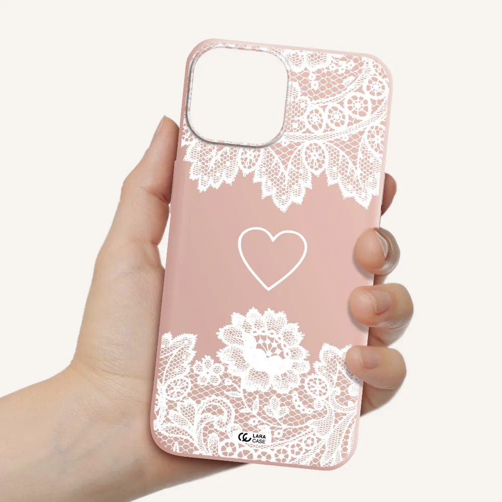 Mandala Heart Apple iPhone 13 mini Silicone pastel pink Case