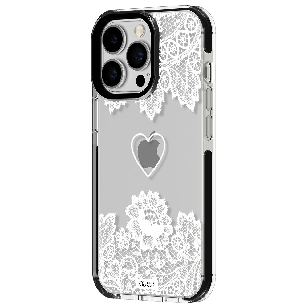 Mandala Heart Apple iPhone 13 Pro impact black border Case
