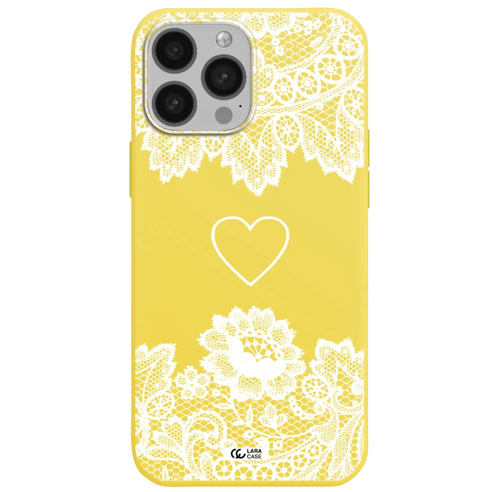 Mandala Heart Apple iPhone 13 Pro Max Silicone canary yellow Case