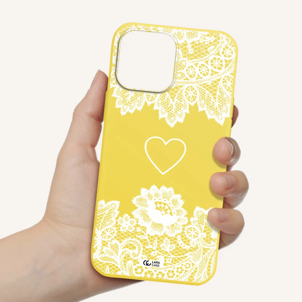 Mandala Heart Apple iPhone 13 Pro Max Silicone canary yellow Case