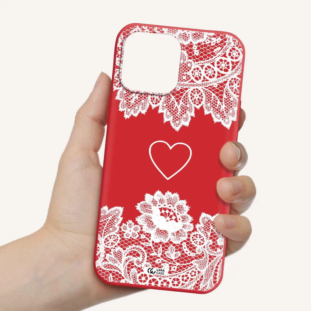 Mandala Heart Apple iPhone 13 Pro Max Silicone Imperial Red Case