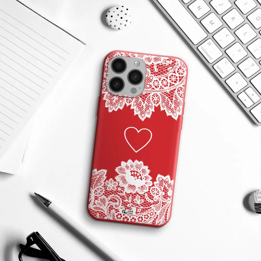 Mandala Heart Apple iPhone 13 Pro Max Silicone Imperial Red Case