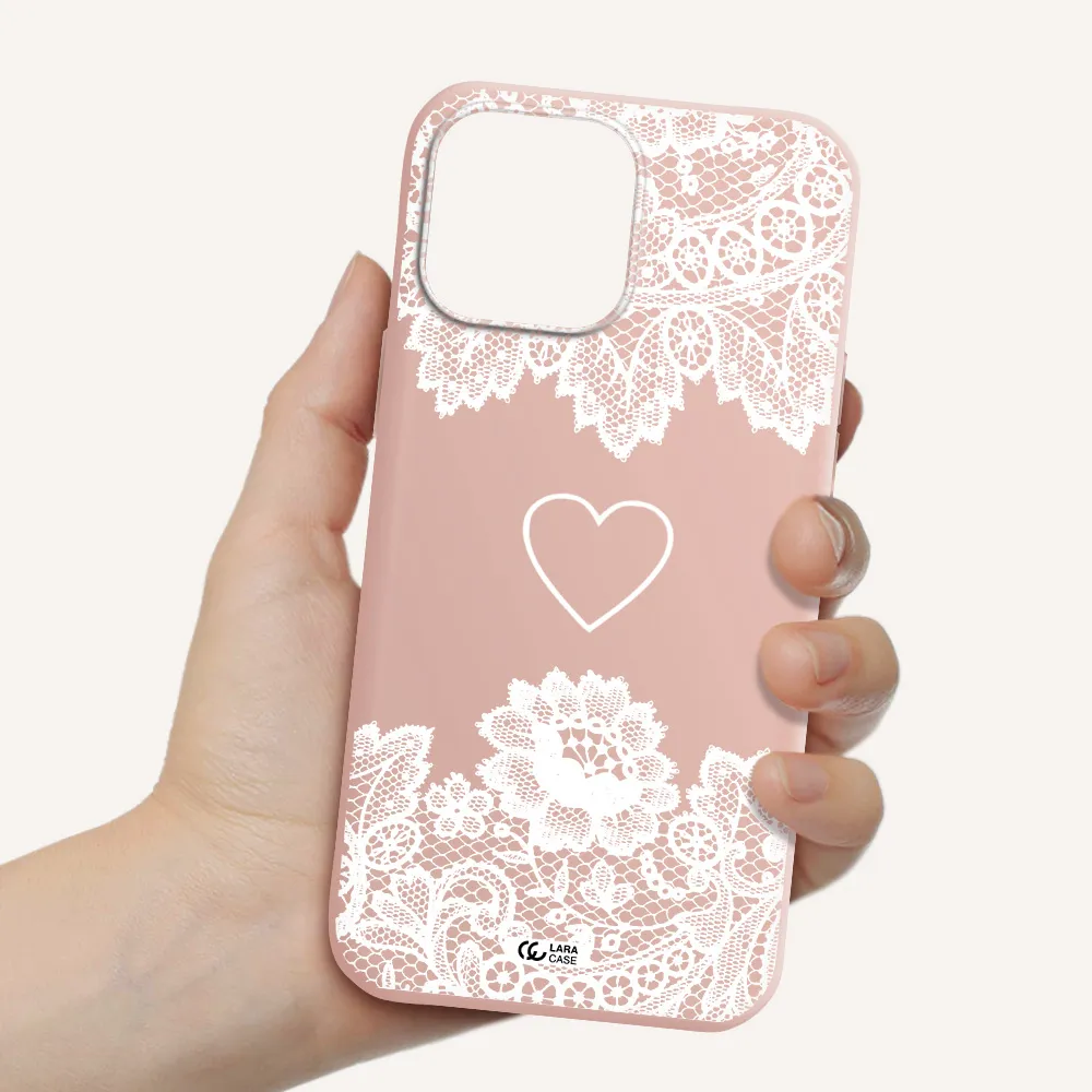 Mandala Heart Apple iPhone 13 Pro Max Silicone pastel pink Case