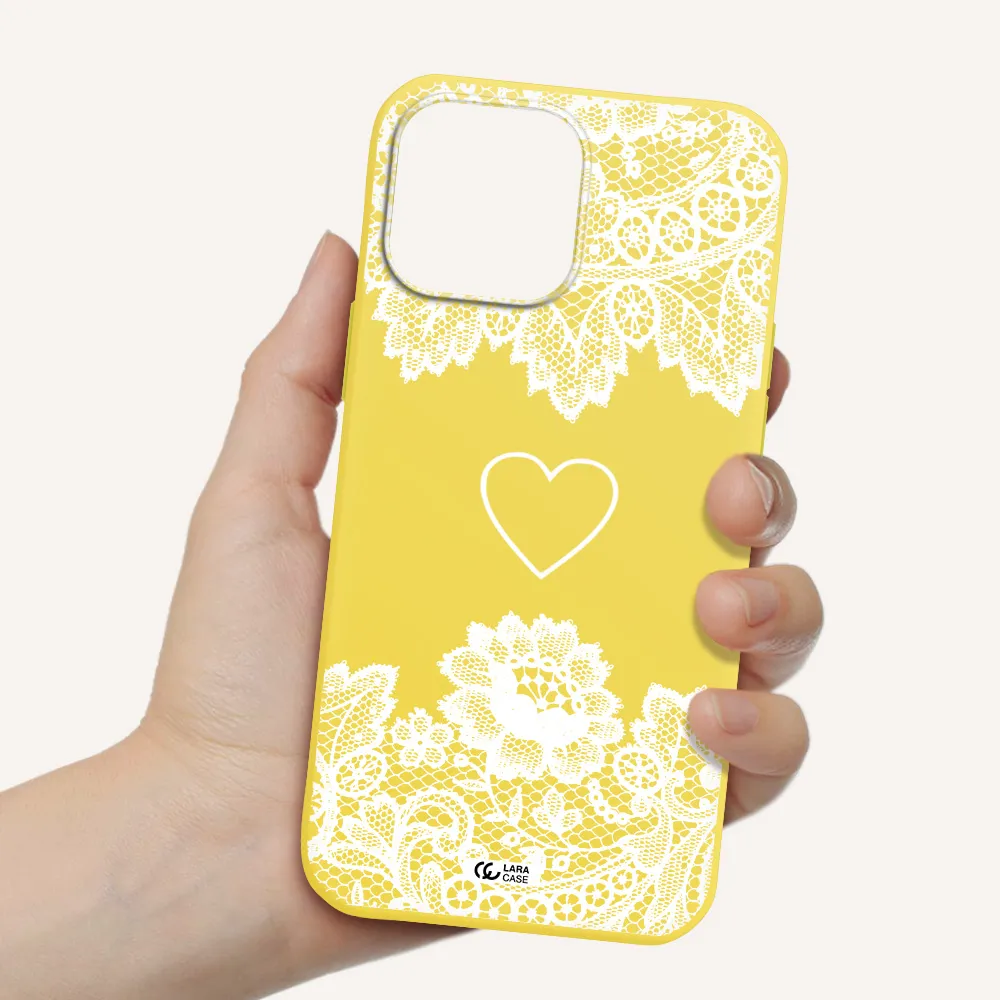Mandala Heart Apple iPhone 13 Pro Silicone canary yellow Case