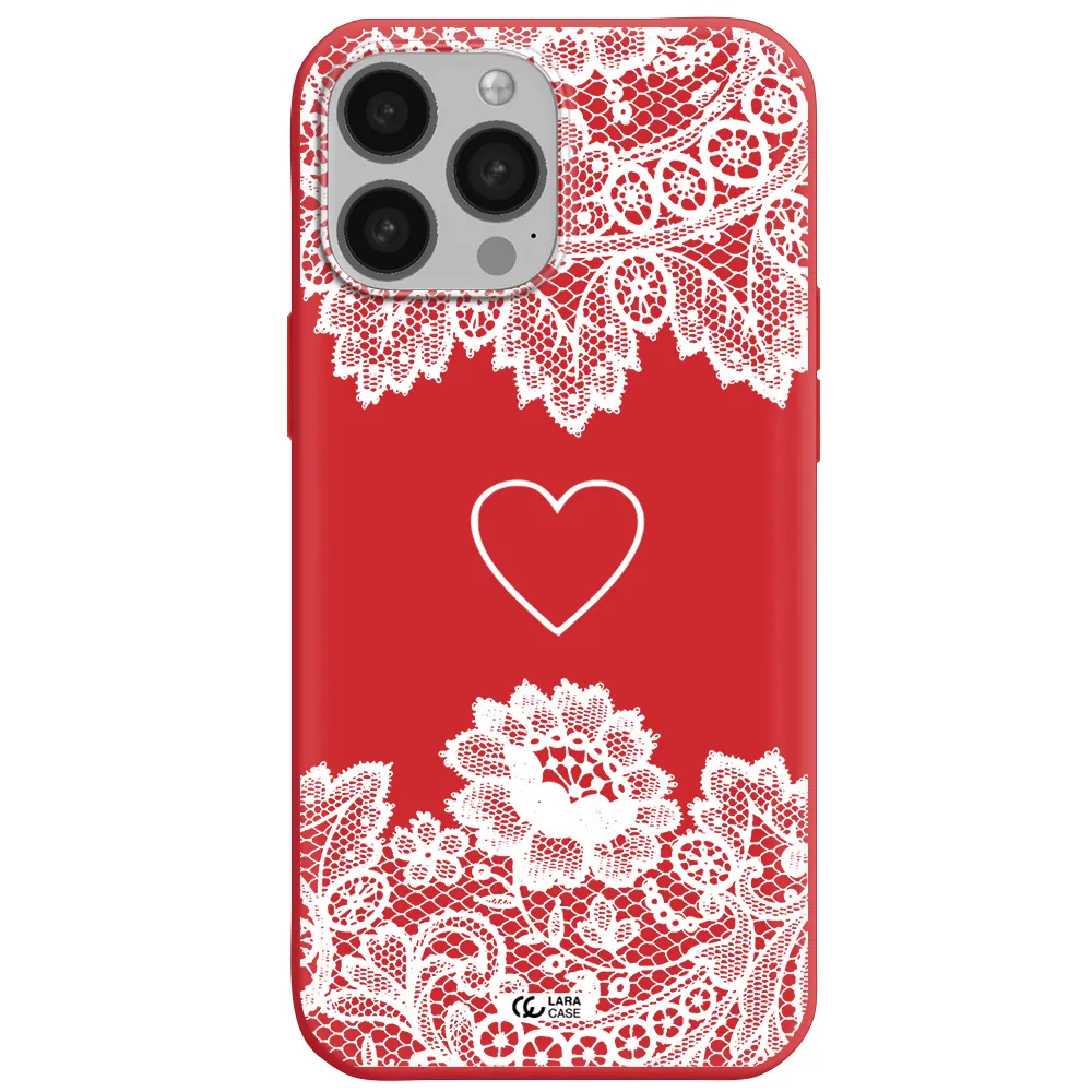 Mandala Heart Apple iPhone 13 Pro Silicone Imperial Red Case