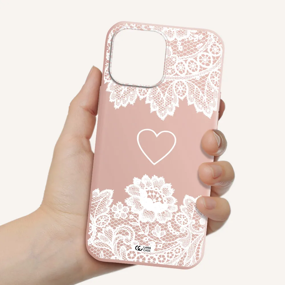 Mandala Heart Apple iPhone 13 Pro Silicone pastel pink Case