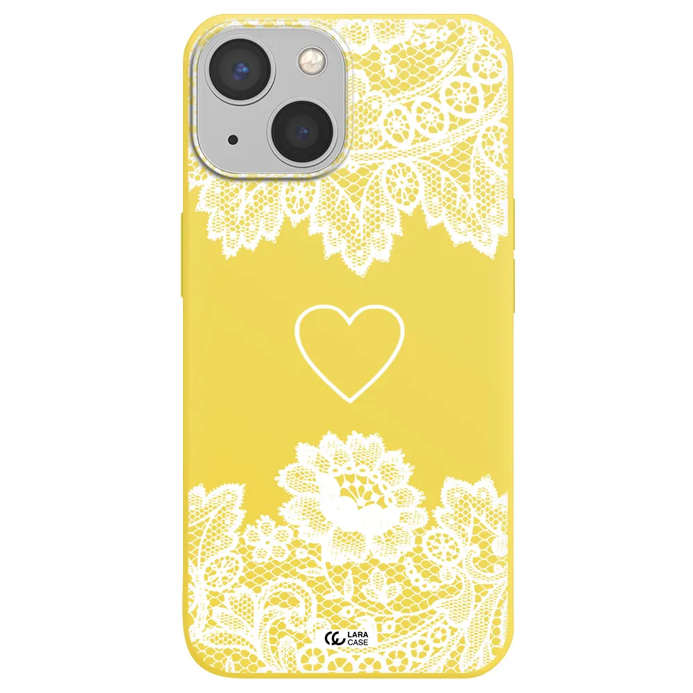 Mandala Heart Apple iPhone 13 Silicone canary yellow Case