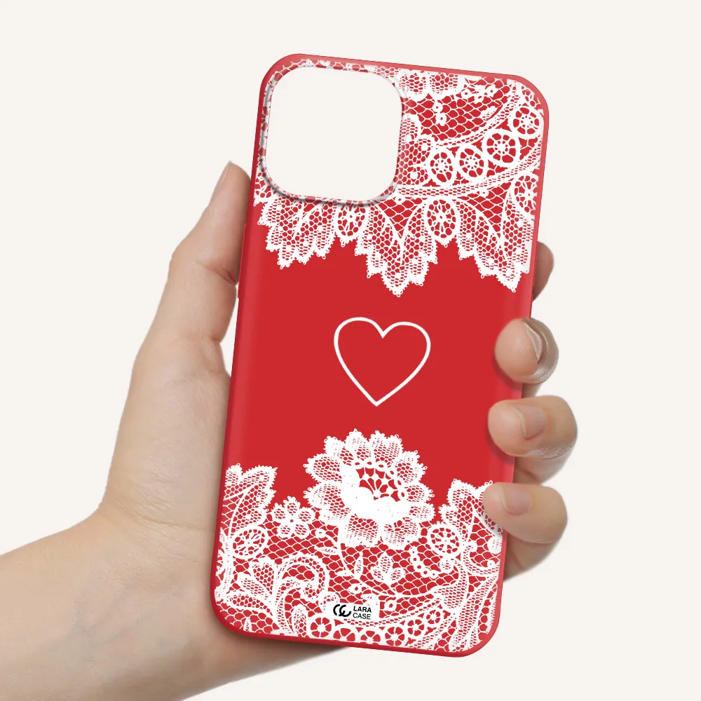Mandala Heart Apple iPhone 13 Silicone Imperial Red Case