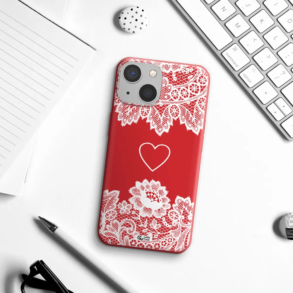 Mandala Heart Apple iPhone 13 Silicone Imperial Red Case