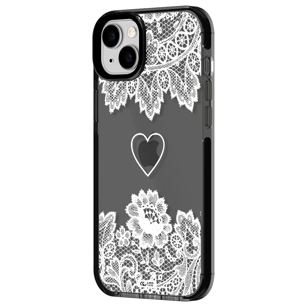 Mandala Heart Apple iPhone 14 plus impact Smoke Black Case