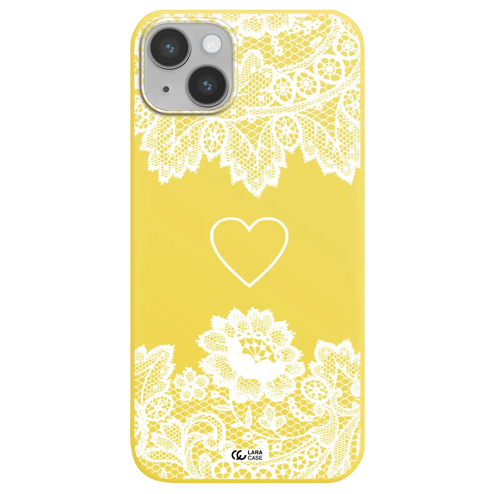 Mandala Heart Apple iPhone 14 plus Silicone canary yellow Case