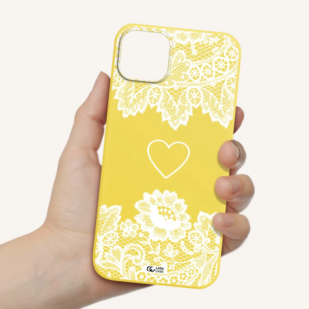 Mandala Heart Apple iPhone 14 plus Silicone canary yellow Case