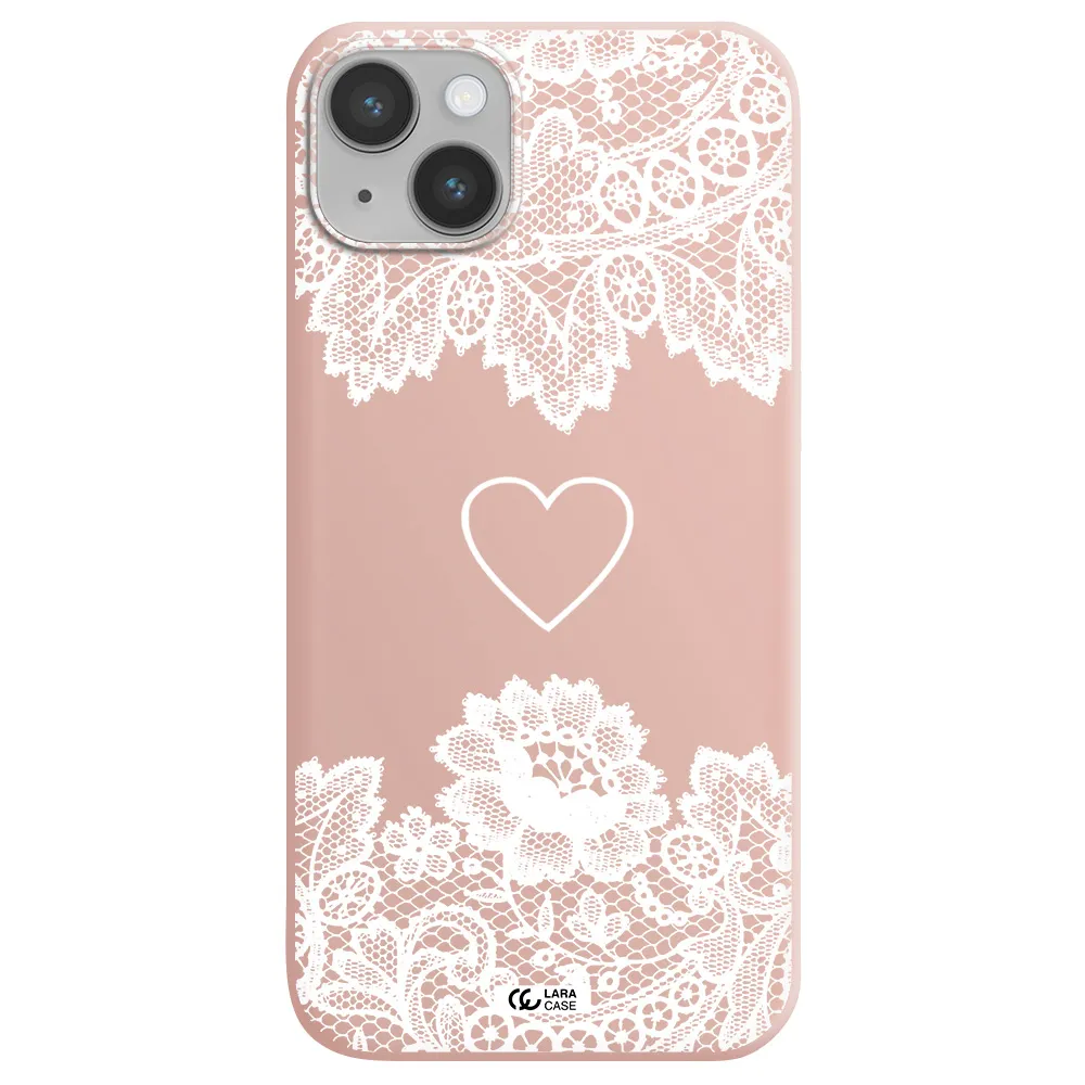 Mandala Heart Apple iPhone 14 plus Silicone pastel pink Case