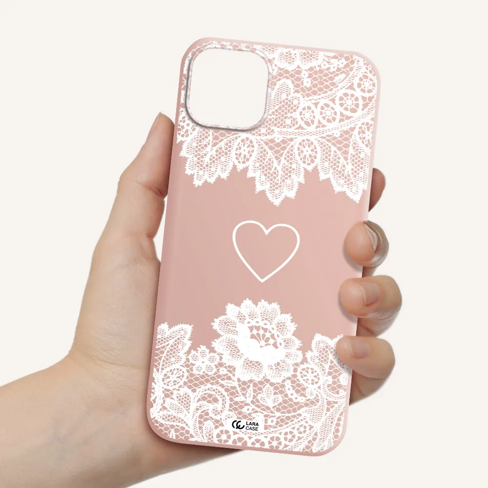 Mandala Heart Apple iPhone 14 plus Silicone pastel pink Case