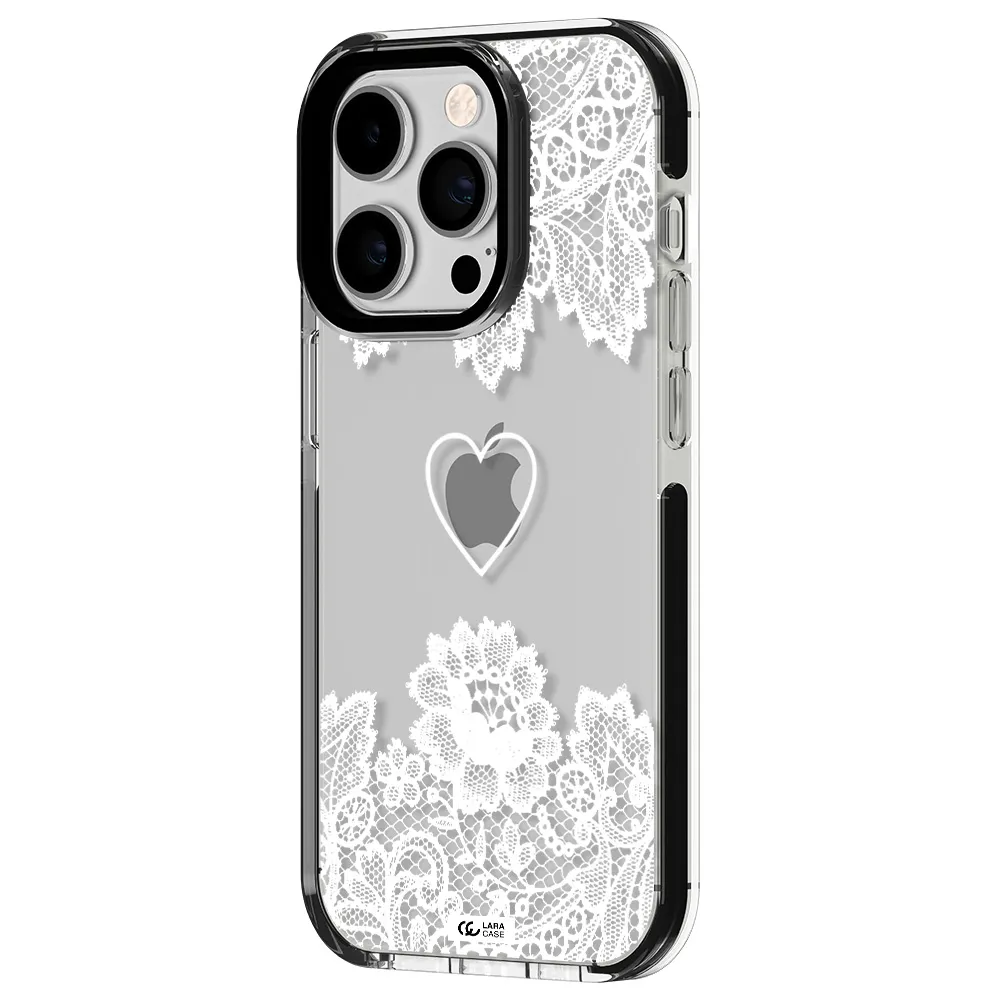 Mandala Heart Apple iPhone 14 pro impact black border Case