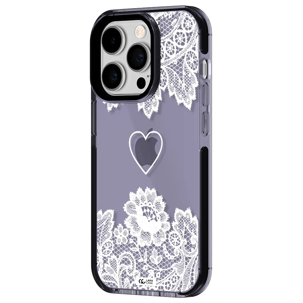 Mandala Heart Apple iPhone 14 pro impact Lilac Case
