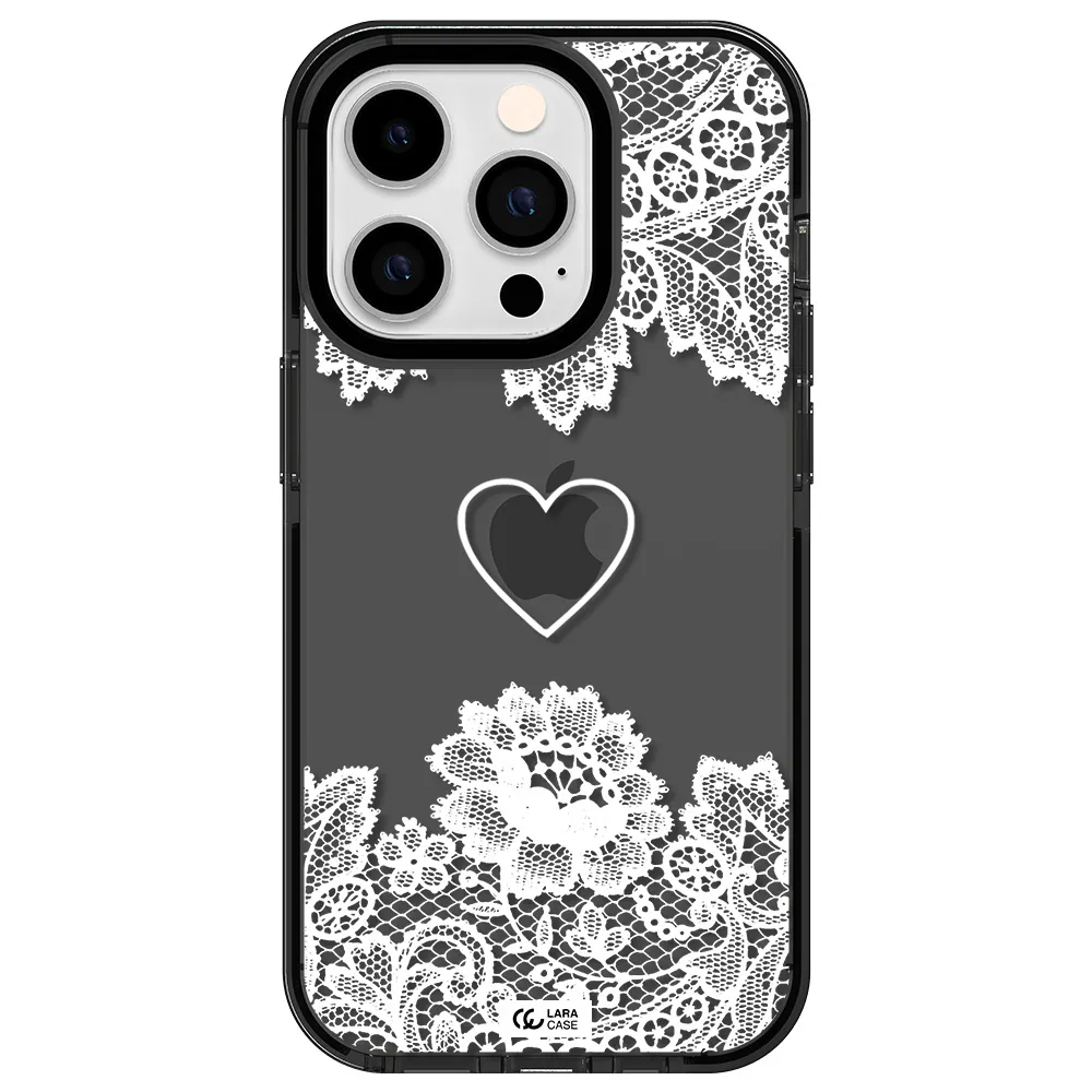 Mandala Heart Apple iPhone 14 pro impact Smoke Black Case