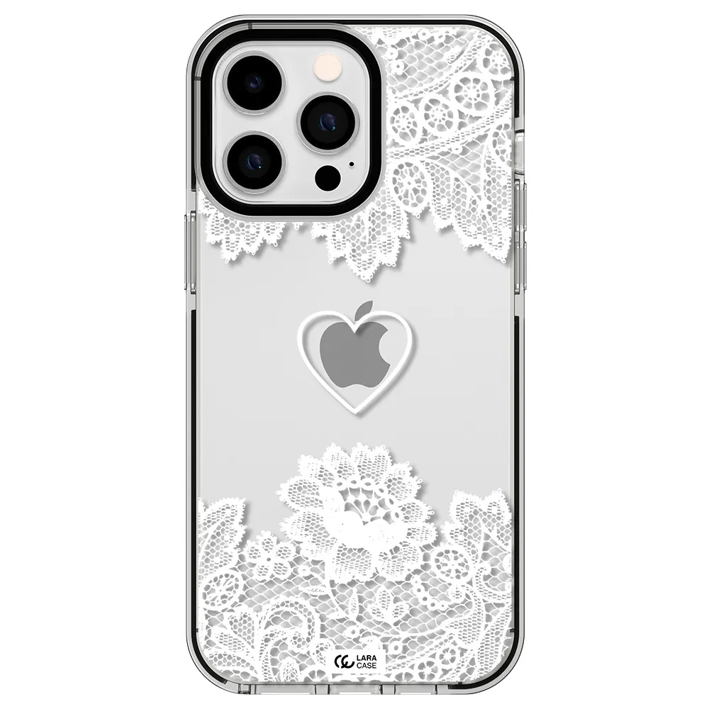 Mandala Heart Apple iPhone 14 pro max impact black border Case