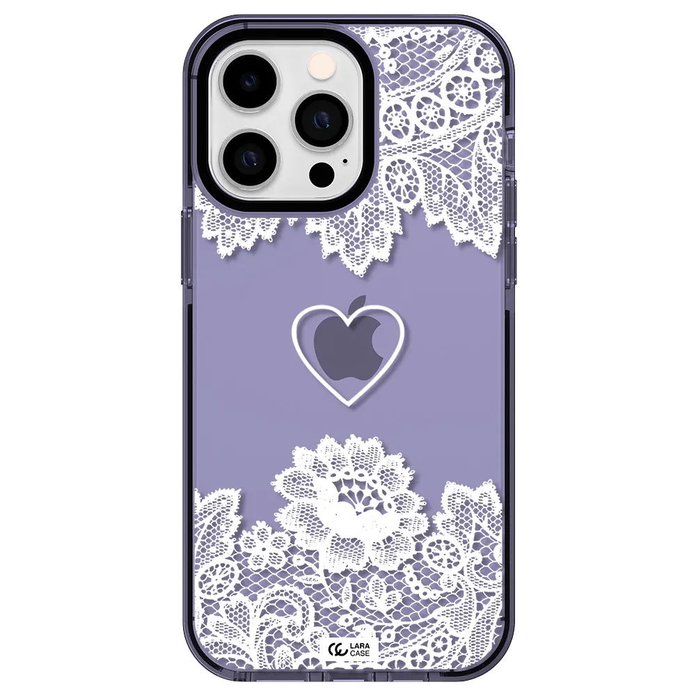 Mandala Heart Apple iPhone 14 pro max impact Lilac Case
