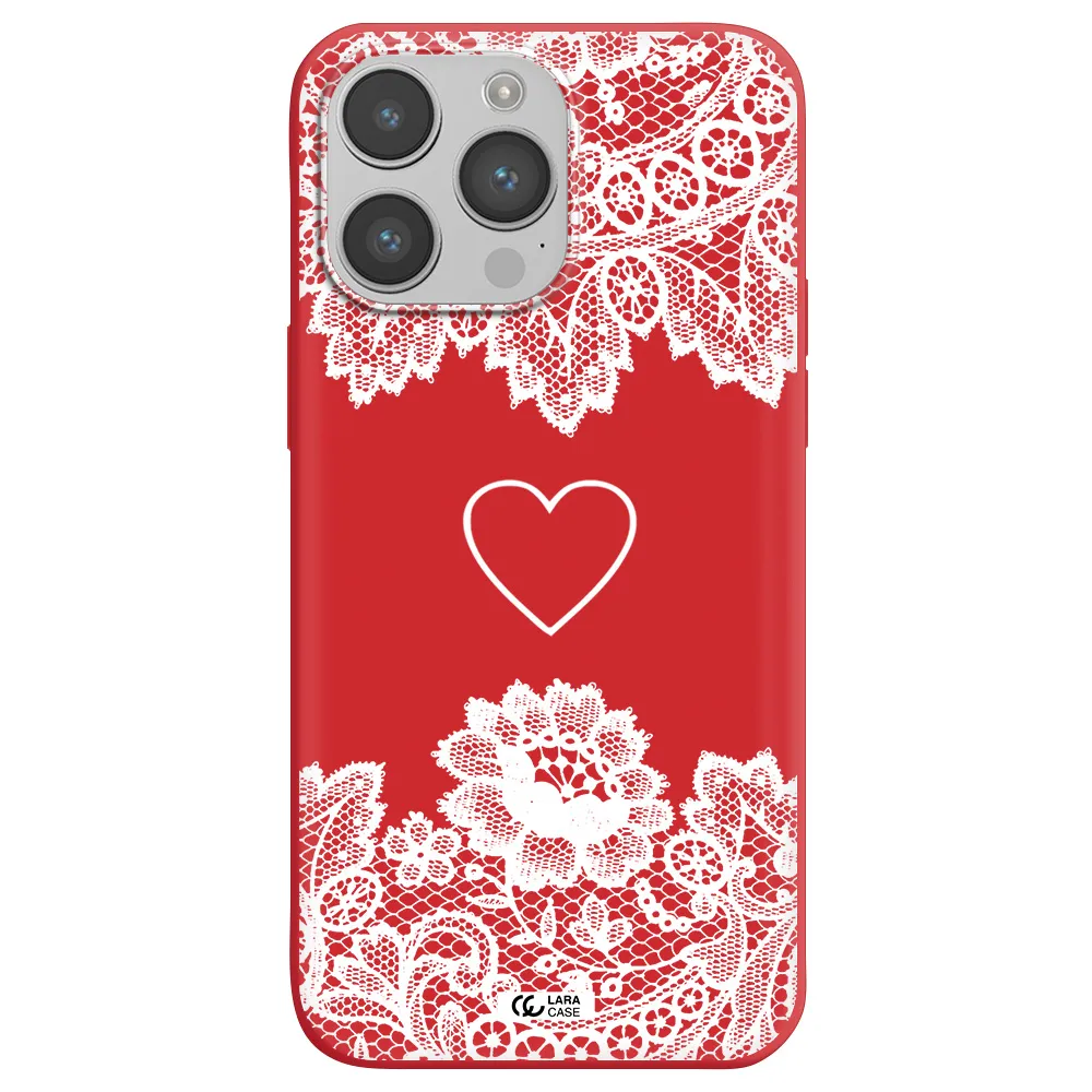 Mandala Heart Apple iPhone 14 pro max Silicone Imperial Red Case