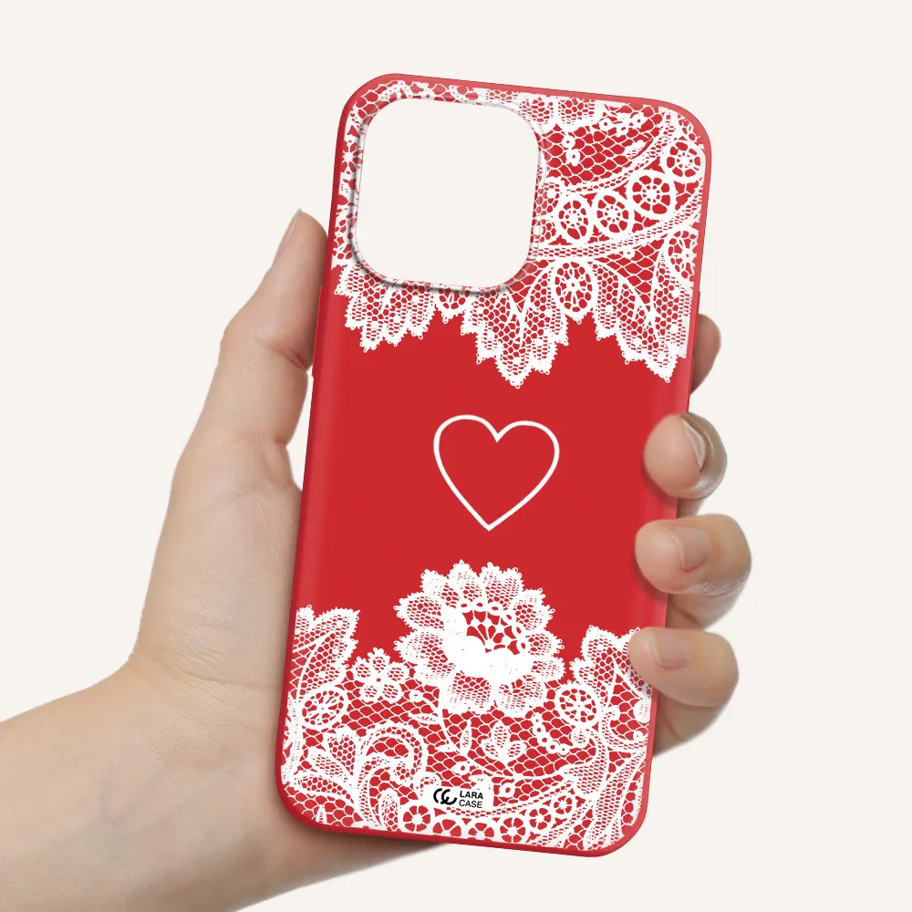 Mandala Heart Apple iPhone 14 pro max Silicone Imperial Red Case