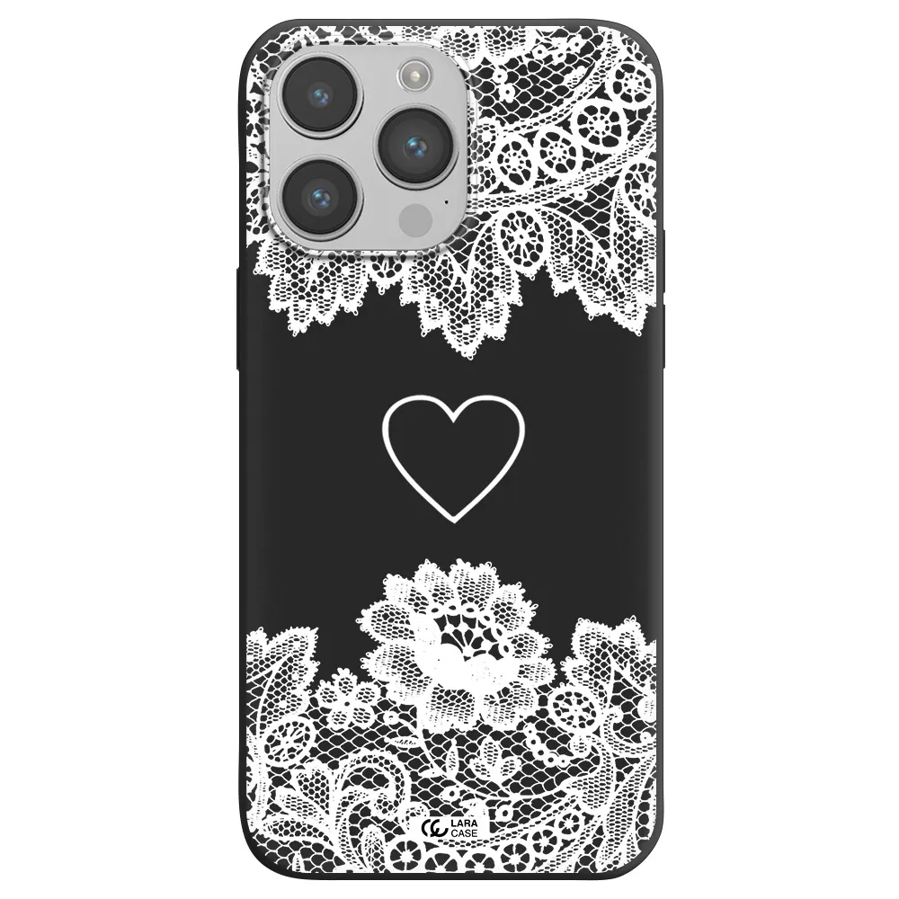 Mandala Heart Apple iPhone 14 pro Silicone black Case