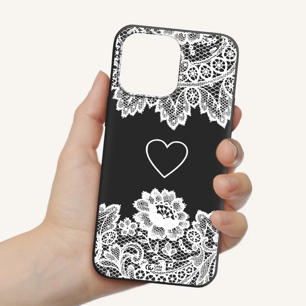 Mandala Heart Apple iPhone 14 pro Silicone black Case