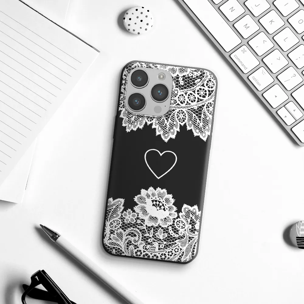 Mandala Heart Apple iPhone 14 pro Silicone black Case