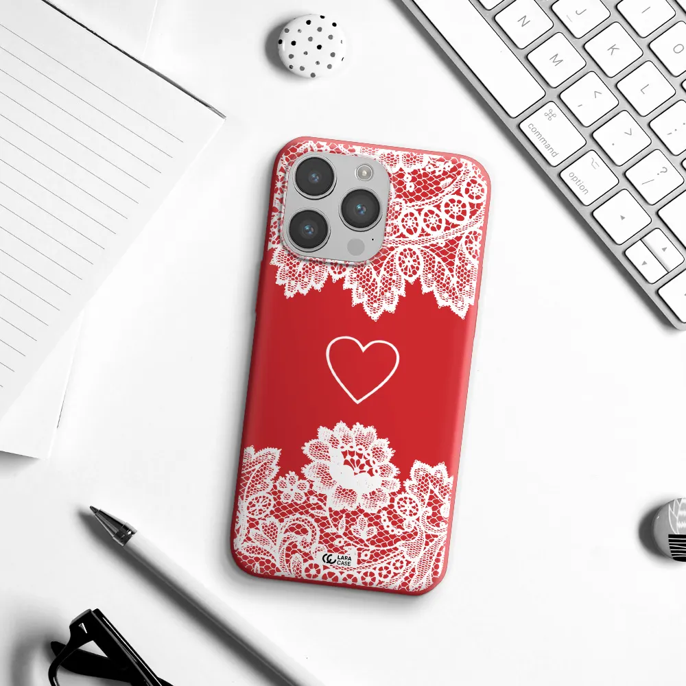 Mandala Heart Apple iPhone 14 pro Silicone Imperial Red Case