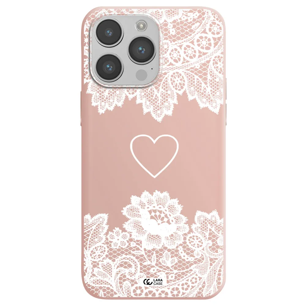 Mandala Heart Apple iPhone 14 pro Silicone pastel pink Case