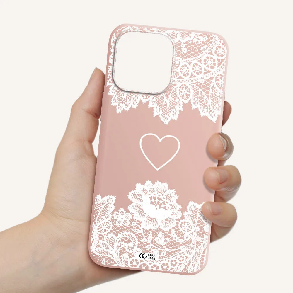 Mandala Heart Apple iPhone 14 pro Silicone pastel pink Case