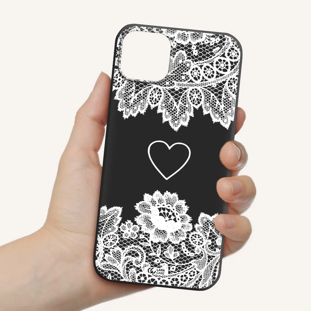 Mandala Heart Apple iPhone 14 Silicone black Case