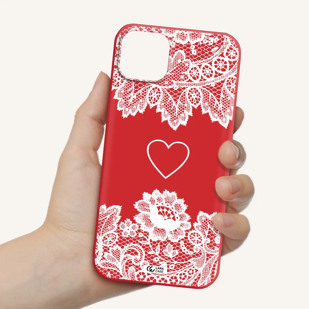 Mandala Heart Apple iPhone 14 Silicone Imperial Red Case