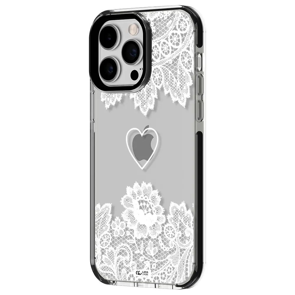 Mandala Heart Apple iPhone 15 Pro impact black border Case