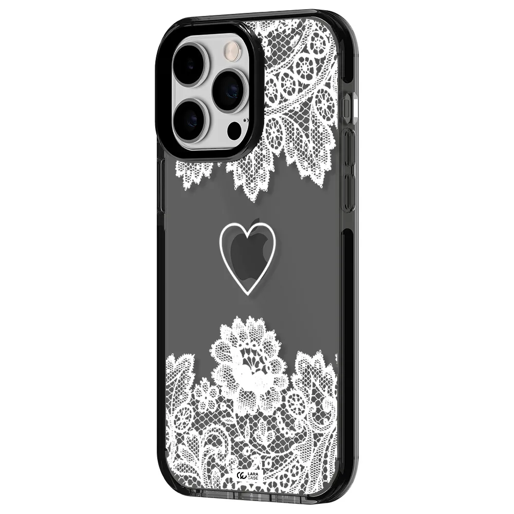 Mandala Heart Apple iPhone 15 Pro impact Smoke Black Case
