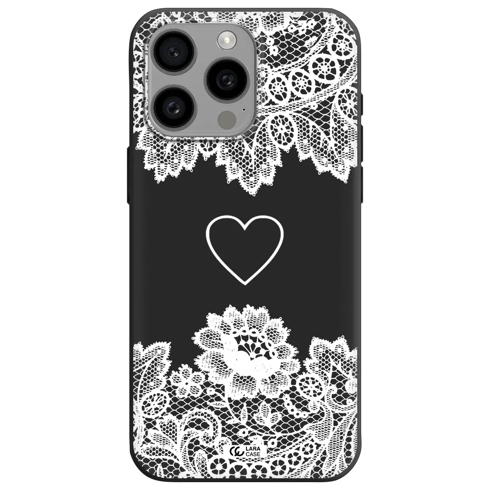 Mandala Heart Apple Iphone 15 Pro max Silicone black Case