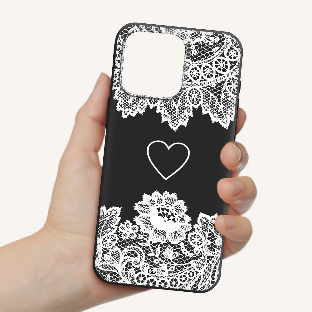 Mandala Heart Apple Iphone 15 Pro max Silicone black Case