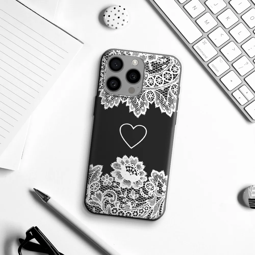 Mandala Heart Apple Iphone 15 Pro max Silicone black Case