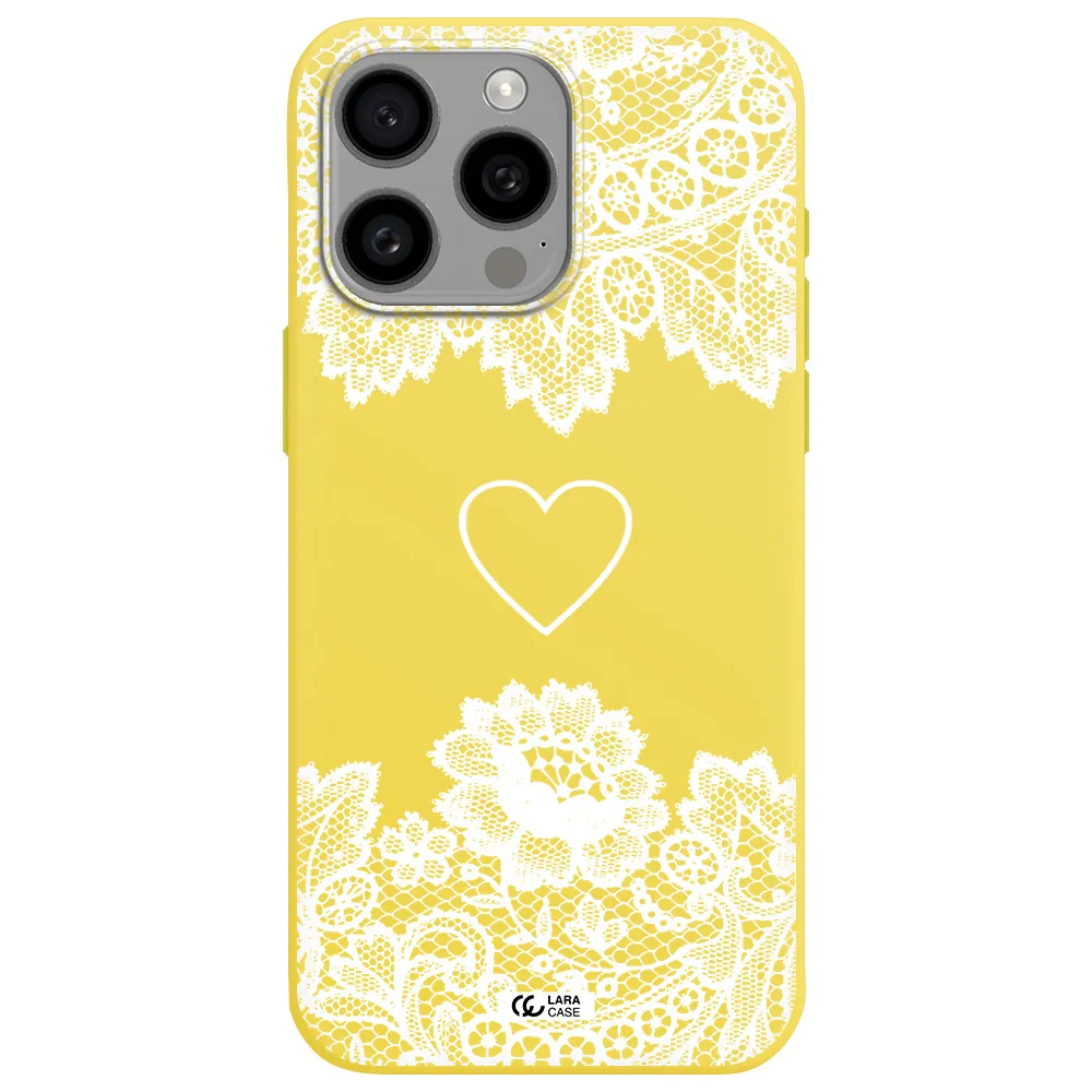 Mandala Heart Apple Iphone 15 Pro max Silicone canary yellow Case